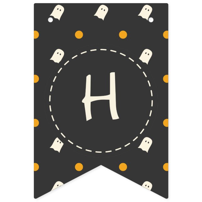 Banderines Feliz Halloween. Puestos de polka de calabaza fino (Primera bandera)