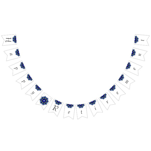 Banderines Feliz Jubilación. Mandala en azul oscuro (Todo)