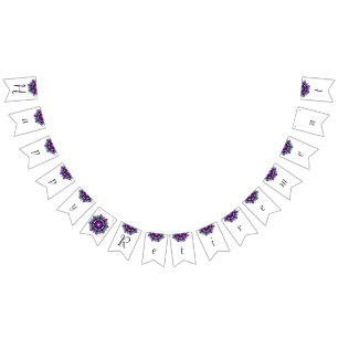 Banderines Feliz Jubilación. Mandala en morado