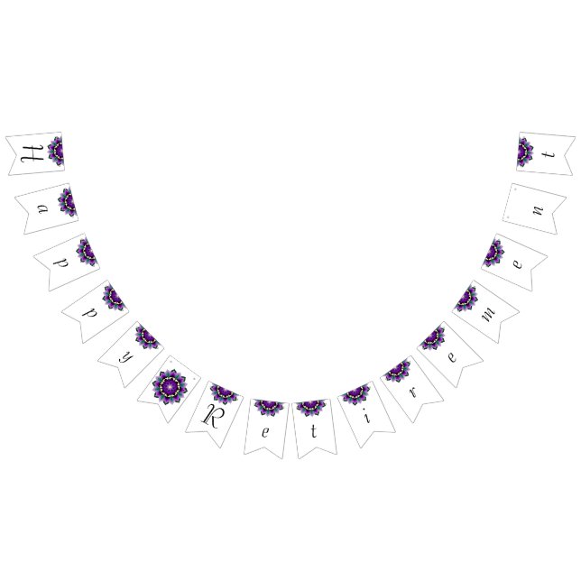 Banderines Feliz Jubilación. Mandala en morado (Todo)