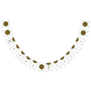 Banderines Feliz Mandala de pareja en amarillo y marrón