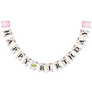 Banderines Feliz mensaje de cumpleaños Candy Pink Cane Bonbon