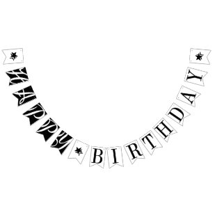 Banderines FELIZ Moda DE CUMPLEAÑOS Negro Y Blanco