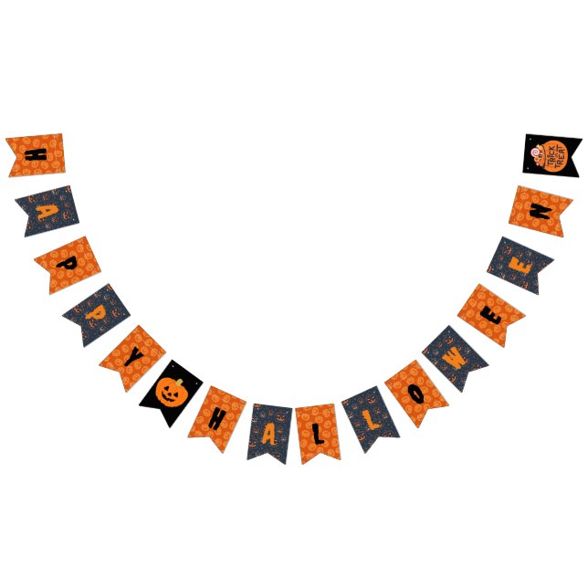 Banderines Feliz Naranja de Halloween Black Pumpkin Patterado (Todo)