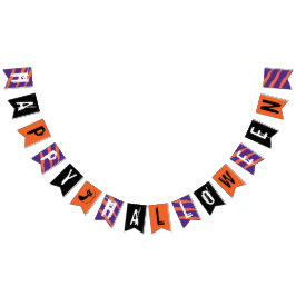 Banderines Feliz Naranja de Halloween Black Purple White Scra