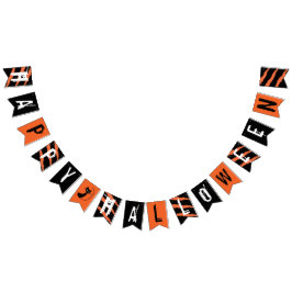 Banderines Feliz Naranja de Halloween Black White Scratch