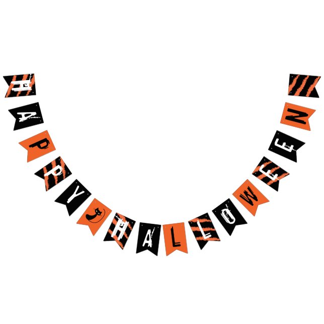 Banderines Feliz Naranja de Halloween Black White Scratch (Todo)