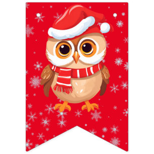 Banderines Feliz Navidad Bebé Lechuza Santa Scarf vacaciones