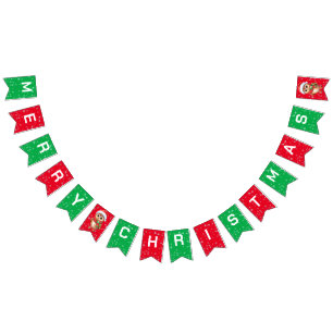 Banderines Feliz Navidad Bebé Lechuza Santa Scarf vacaciones