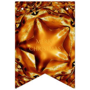 Banderines Feliz Navidad Brown Gold Copper Estrella elegante