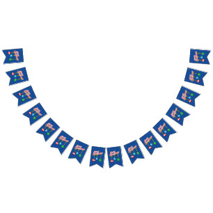 Banderines Feliz Navidad con bolas colgadas