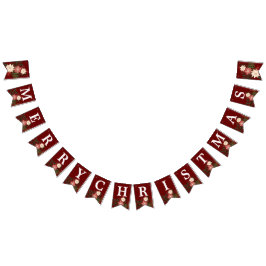 Banderines FELIZ Navidad Elegante Maroon Poinsettia vacacione