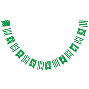 Banderines Feliz Navidad en brillante patrón verde y blanco