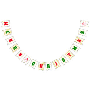 Banderines Feliz Navidad Faux Gold Stars Santa Fun Holiday