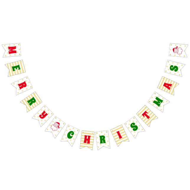 Banderines Feliz Navidad Faux Gold Stars Santa Fun Holiday (Todo)