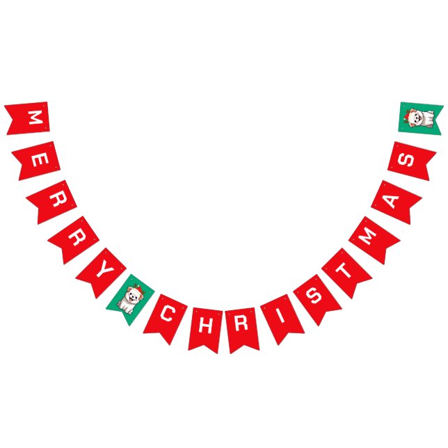 Banderines Feliz Navidad Perro perrito de Navidad fiesta de n (Todo)