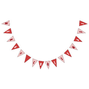 Banderines Feliz Navidad Polka Blanco Rojo Doce Nordic