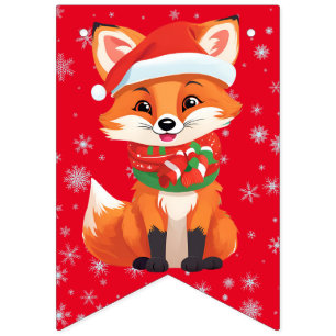 Banderines Feliz Navidad Red Fox Santa Scarf festividad