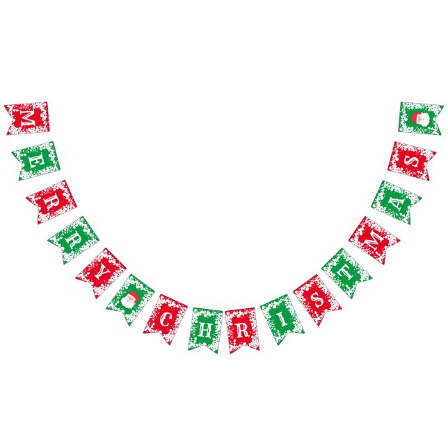 Banderines Feliz Navidad Verde Rojo Blanco Patterado (Todo)
