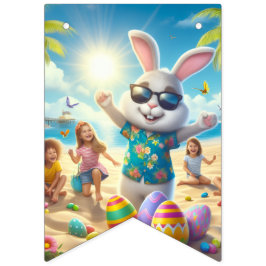 Banderines Feliz Pascua!! Conejo y texto 