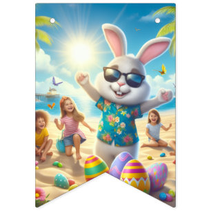 Banderines Feliz Pascua!! Conejo y texto 
