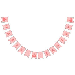Banderines Feliz Pascua - Coral Gingham & Easter Bunnies