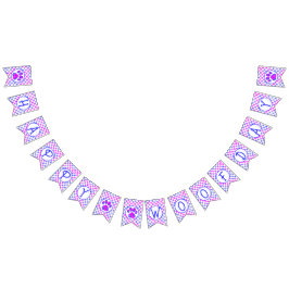 Banderines Feliz Woofday Azul Rosa Silueta de Pata con 4 imág