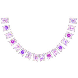 Banderines Feliz Woofday Silueta de Pata Rosa Purpura Amarill