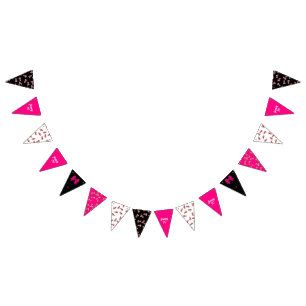 Banderines Fideos de Fiesta de cangrejos (rosado sobre negro)