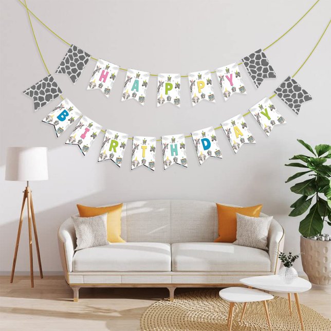 Banderines Fiesta de animales | Cumpleaños de animales salvaj (Animals Party Bunting Flags )