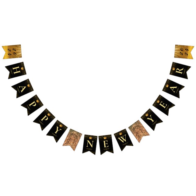 Banderines fiesta de Año Nuevo Feliz de Oro Negro 2024 (Todo)