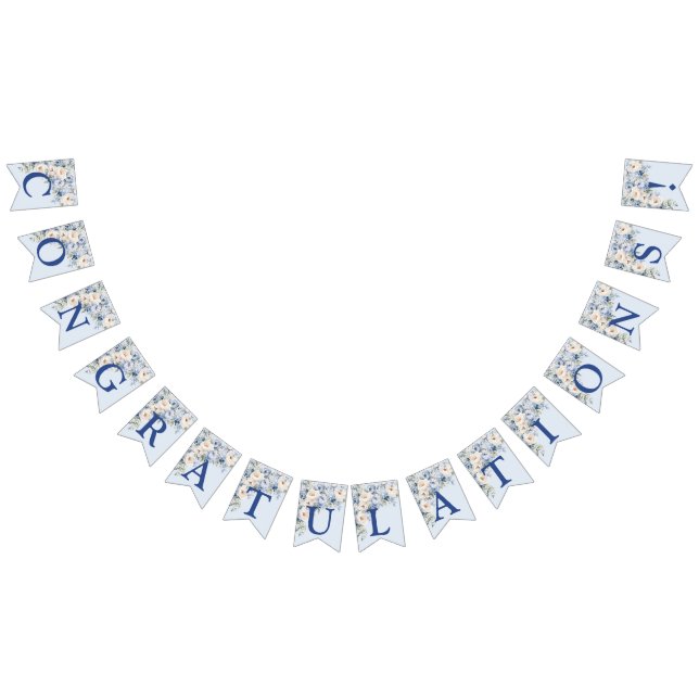 Banderines Fiesta de bienvenida Dusty Blue Watercolor Marfil  (Todo)