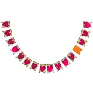 Banderines Fiesta de compromiso de vintage de Love Heart