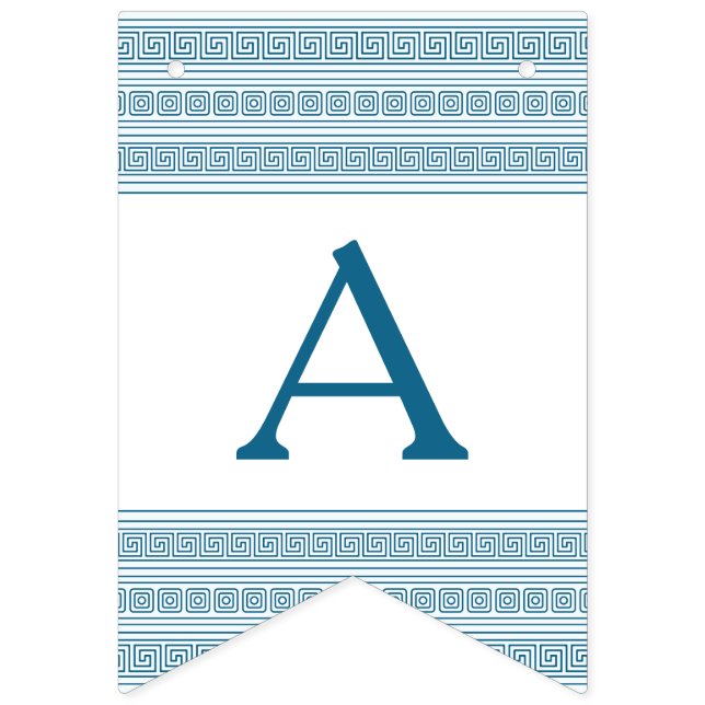 Banderines Fiesta de cumpleaños con toga griega azul y elemen (Tercera bandera)