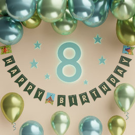 Banderines Fiesta de cumpleaños de Camping Verde Feliz cumple