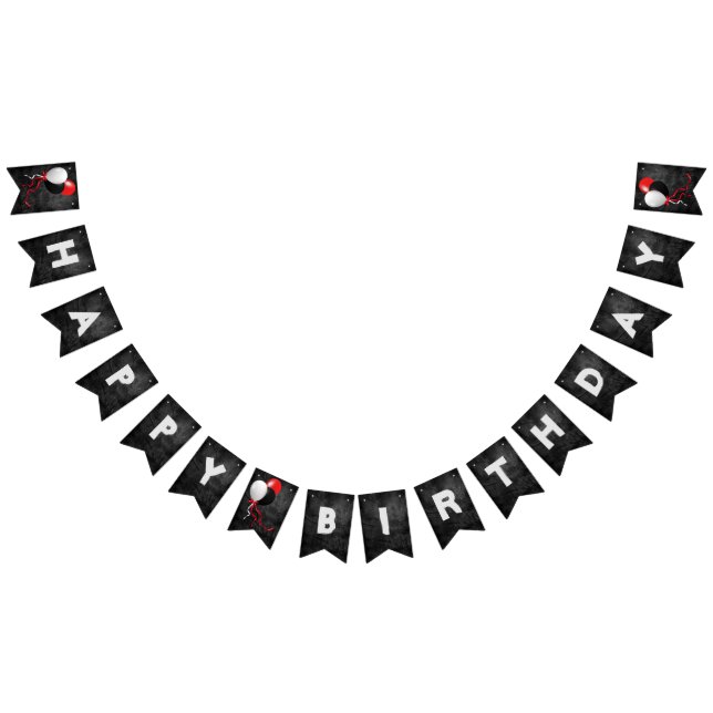 Banderines fiesta de cumpleaños de cuero negro y globos (Todo)