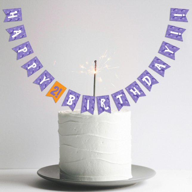 Banderines Fiesta de cumpleaños de niños morados y naranjas d (Purple and orange Halloween themed birthday party Bunting Flags
)