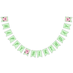 Banderines Fiesta de cumpleaños del cerdo verde