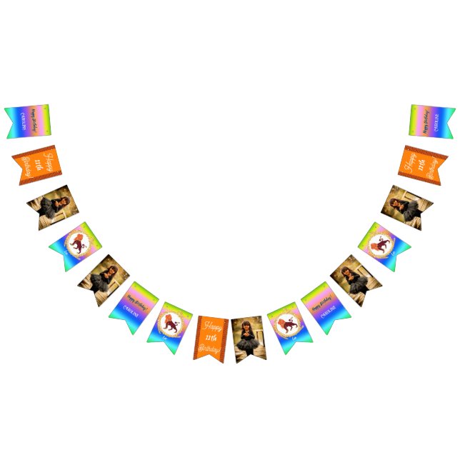 Banderines Fiesta de cumpleaños del Purpurina Rainbow Leo (Todo)