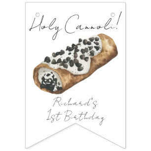 Banderines Fiesta de cumpleaños número 1 de Cannoli acuarela
