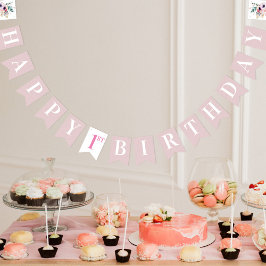 Banderines Fiesta de cumpleaños número uno de niña Boho Flora