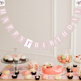 Banderines Fiesta de cumpleaños número uno de niña Boho Flora