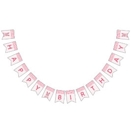 Banderines Fiesta de cumpleaños rosa para las niñas con conej