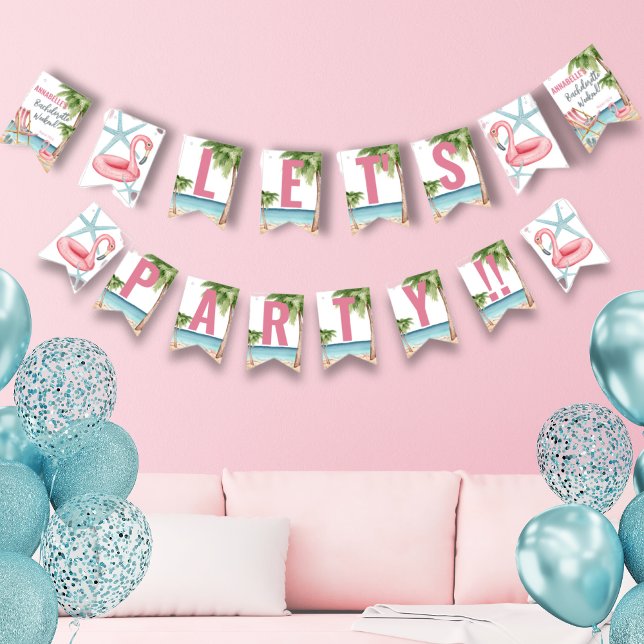 Banderines Fiesta de Despedida de Soltera Adorable (Beach Bachelorette Party Bunting Flags)