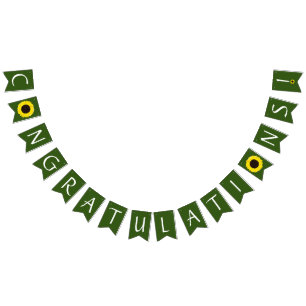 Banderines Fiesta de Graduación Country Girasoles Verde