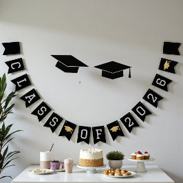 Banderines Fiesta de Graduación de la Clase de 2026 en Negro 