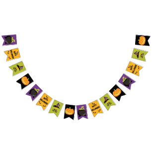 Banderines Fiesta de Halloween Verde Morado Amarillo Bruja Ne