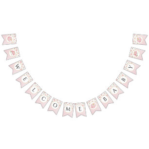 Banderines Fiesta de té de bienvenida rosa y caprichoso Baby