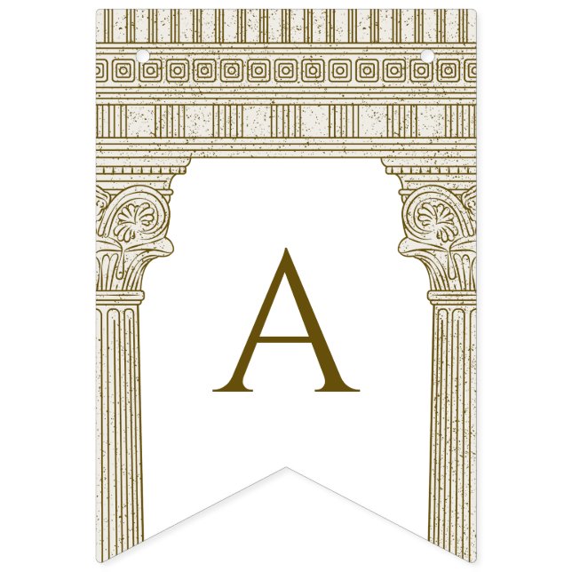 Banderines Fiesta de Toga Romana con columnas de templo elega (Tercera bandera)