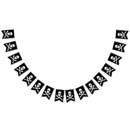 Banderines Fiesta pirata (cráneo y cruces) (Jolly Roger)